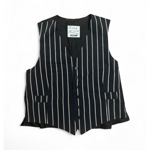 Moschino Cheap and Chic Rare Black Stripes Print Vintage Vest; Size US 42 - Picture 1 of 5